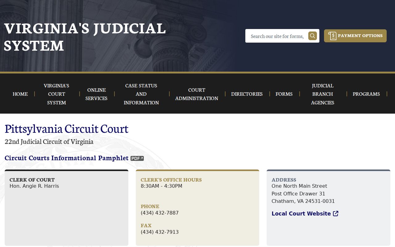 Official Pittsylvania Circuit Court clerk and courthouse information